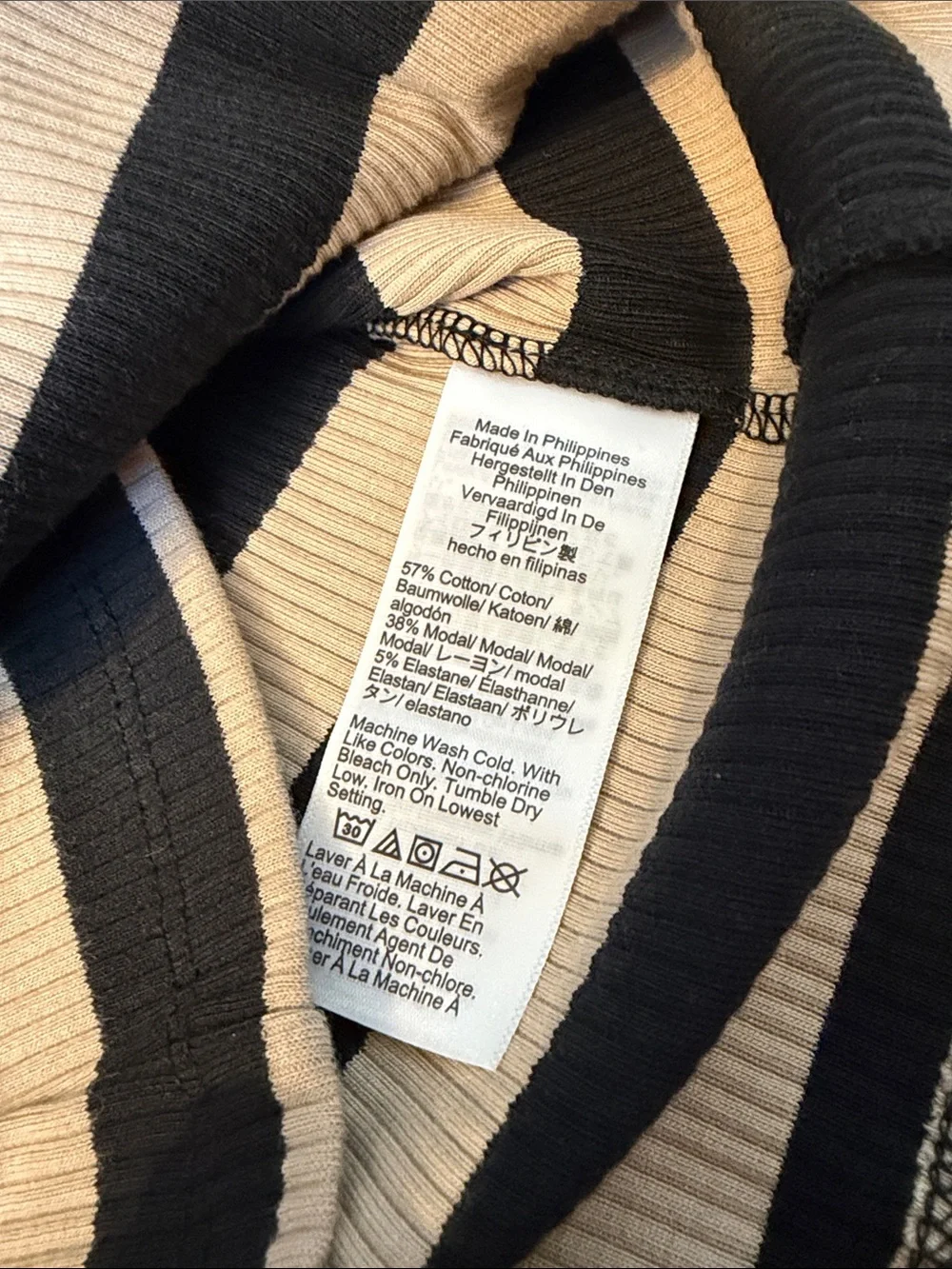J. Crew Vintage rib scoopback T-shirt Black & Cream Striped Boatneck Tee Small